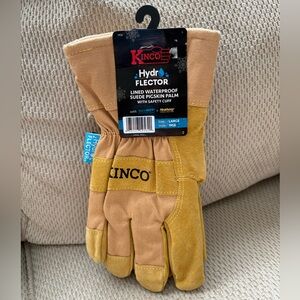 Kinco Tan and Yellow Work Gloves - Suede Palm